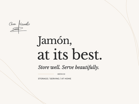 Jamón, at its best. Store well. Serve beautifully. storage, serving, at home. Casa Manolo guide.