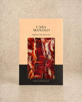 Casa Manolo Bellota jamón slices in branded packaging