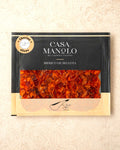 Casa Manolo Bellota chorizo slices in branded packaging
