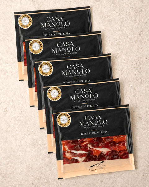 100% Pata Negra Ham - 5 Pack from Casa Manolo, premium Spanish food gift set for hosting or gifting