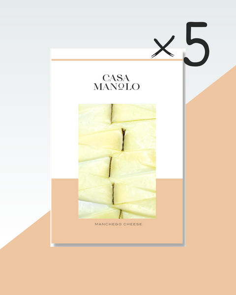 Artisan Manchego Extra-Matured Cheese Slices in a 5x saving pack from Casa Manolo.