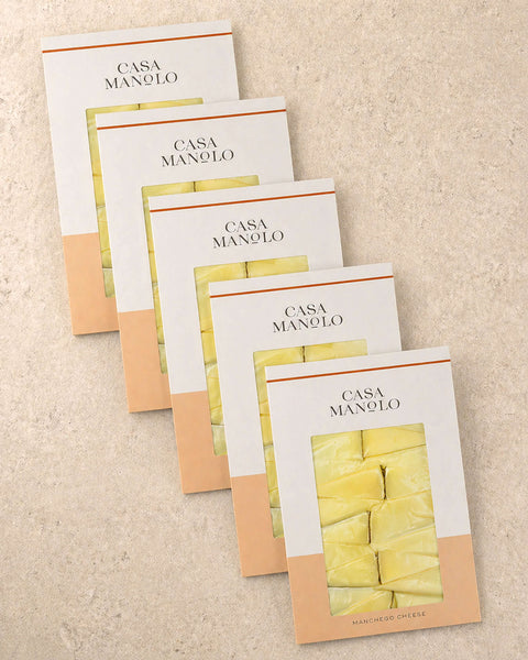 Artisan Manchego Extra-Matured Cheese Slices - 5 Pack from Casa Manolo, aged Spanish cheese prepared for serving and gifting