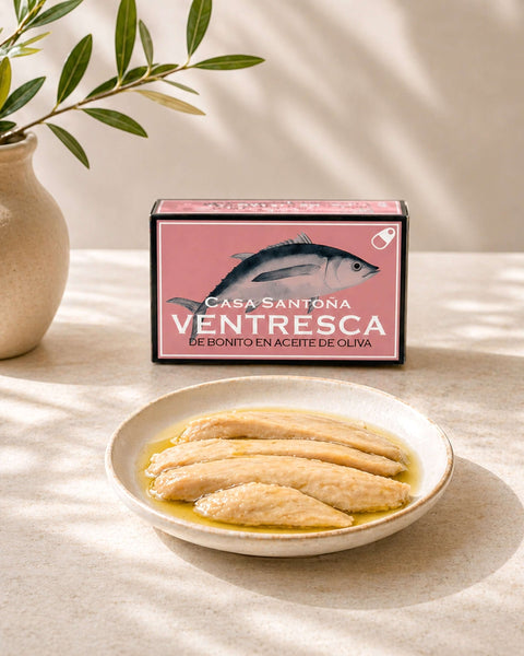 Cantabrian Tuna Belly in Olive Oil from Casa Manolo, Spanish deli product for tapas boards or pairings