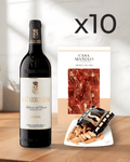 Cebo Iberico Ham Pack with red wine and picos, perfect for sharing, in a stylish presentation for celebration.