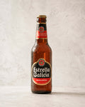 Estrella Galicia from Casa Manolo, Spanish beer bottle ready to serve chilled