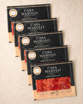 Iberico Bellota Pork Loin Slices - 5 Pack from Casa Manolo, premium Spanish food gift set for hosting or gifting