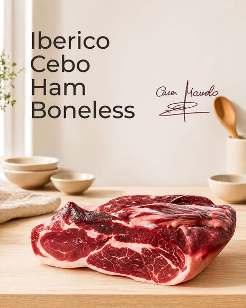 Iberico Cebo Ham - Boneless from Casa Manolo, premium Spanish cured ham prepared for easy serving