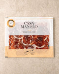 Iberico Cebo Shoulder 100g from Casa Manolo, premium Spanish cured ham prepared for easy serving