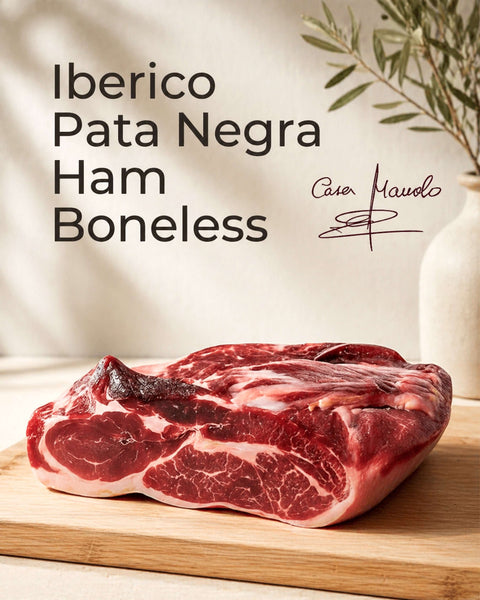 Iberico Pata Negra Ham - Boneless from Casa Manolo, premium Spanish cured ham prepared for easy serving