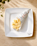 Manchego Cheese Cubes Nibble-Sized from Casa Manolo, aged Spanish cheese prepared for serving and gifting