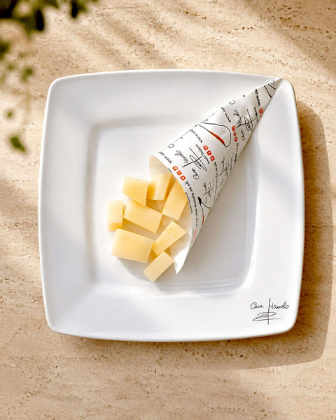 Manchego Cheese Cubes Nibble-Sized from Casa Manolo, aged Spanish cheese prepared for serving and gifting