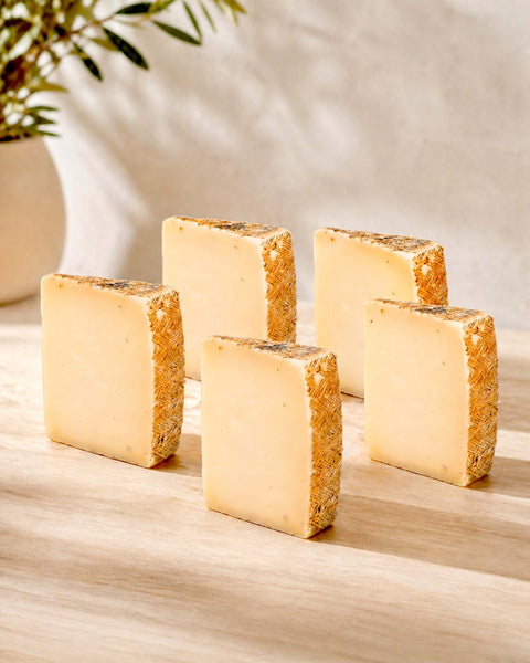 Manchego Semi-Cured Cheese Wedges - 5 Pack from Casa Manolo, aged Spanish cheese prepared for serving and gifting