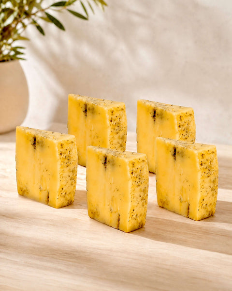 Manchego With Black Truffle Cheese Wedge - 5 Pack from Casa Manolo, aged Spanish cheese prepared for serving and gifting