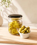 Pitted Manzanilla Olives from Casa Manolo, Spanish deli product for tapas boards or pairings