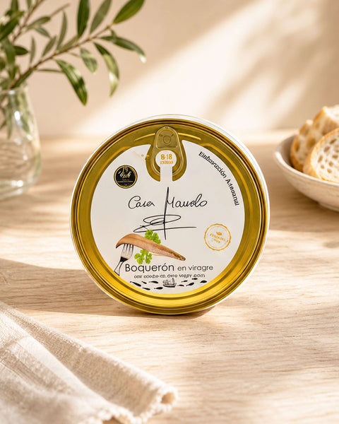 Premium Cantabrian White Anchovies from Casa Manolo, Spanish deli product for tapas boards or pairings