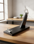 Professional Iberico Ham Holder in a modern kitchen setting on a wooden table with natural lighting.