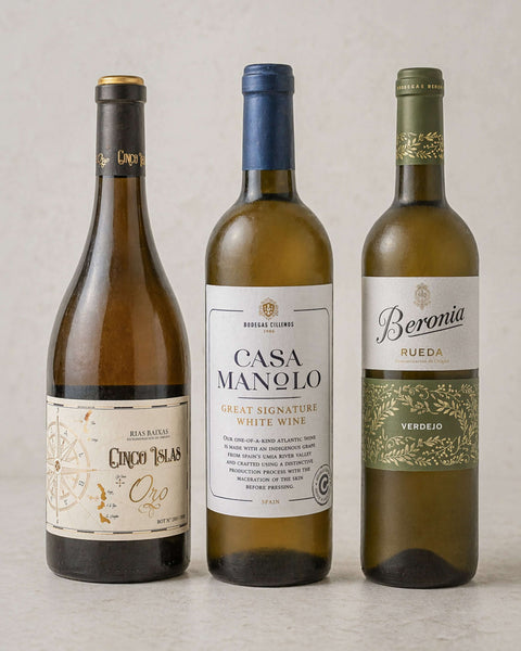 Rias Baixas & Rueda Wine Collection - White Trio from Casa Manolo, Spanish wine selection presented for gifting or pairing
